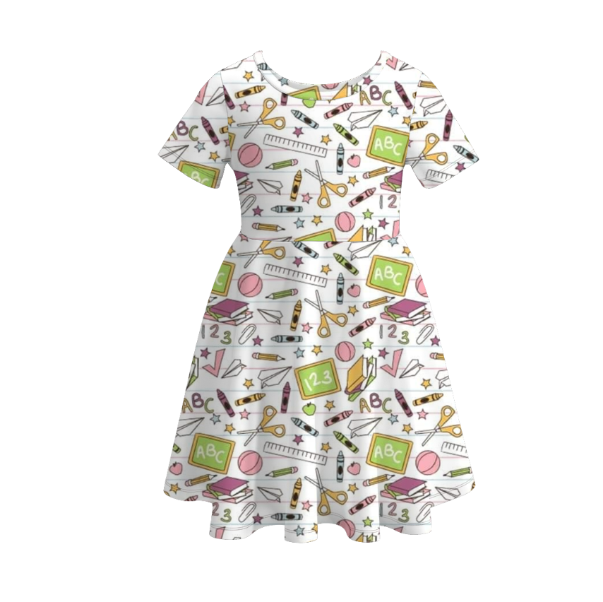 Back to School flutter Dress Smiley rainbow dress