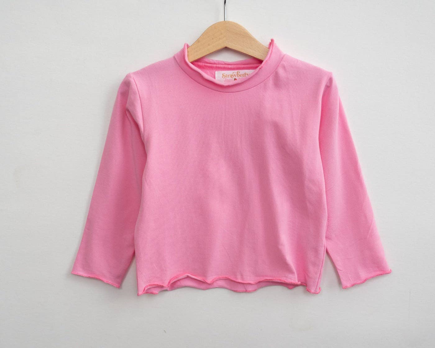 Lettuce Hem Girls Long Sleeve Solid Shirt