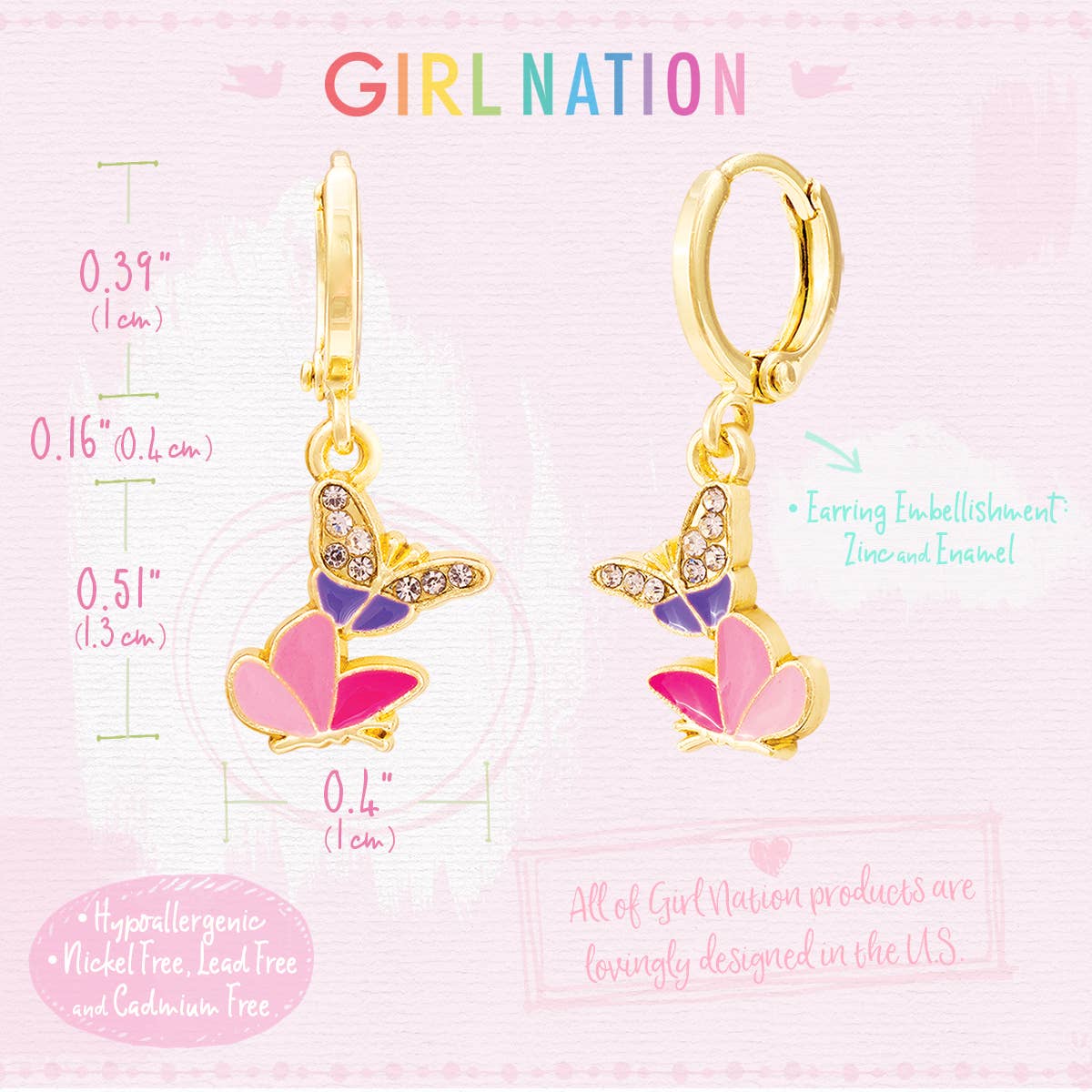 Huggie Hoop Dangle Earrings | Butterfly Kiss