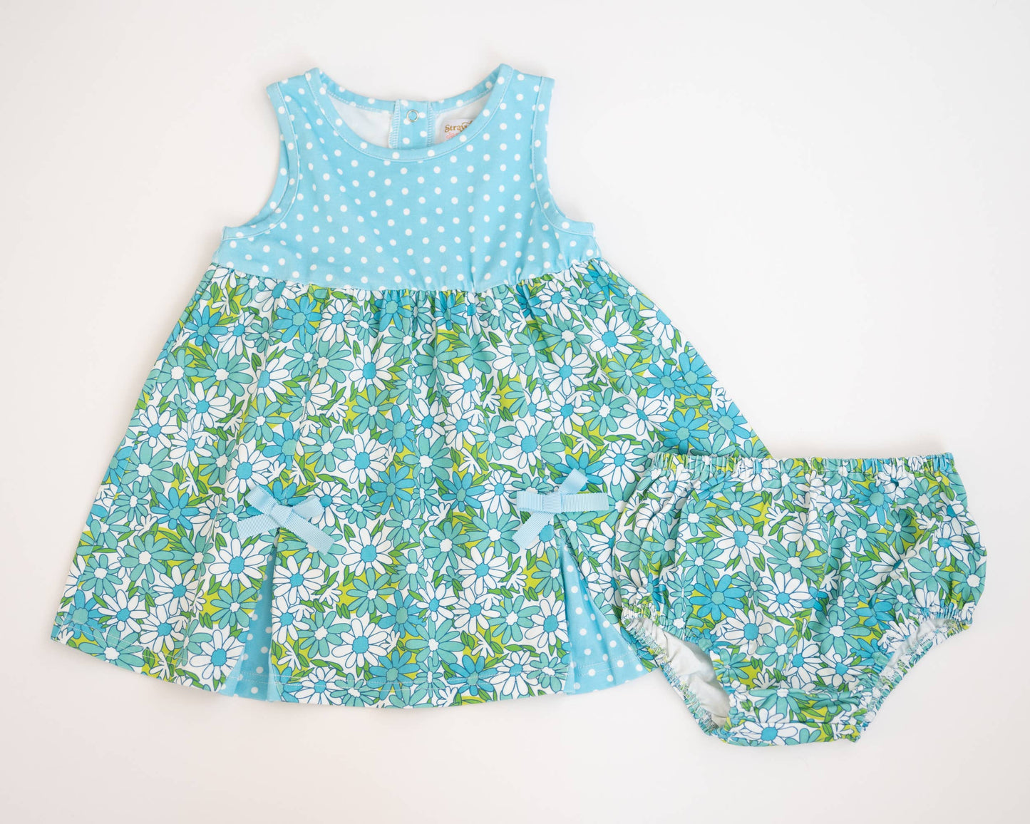 Blue Flower & Polka Dot Dress