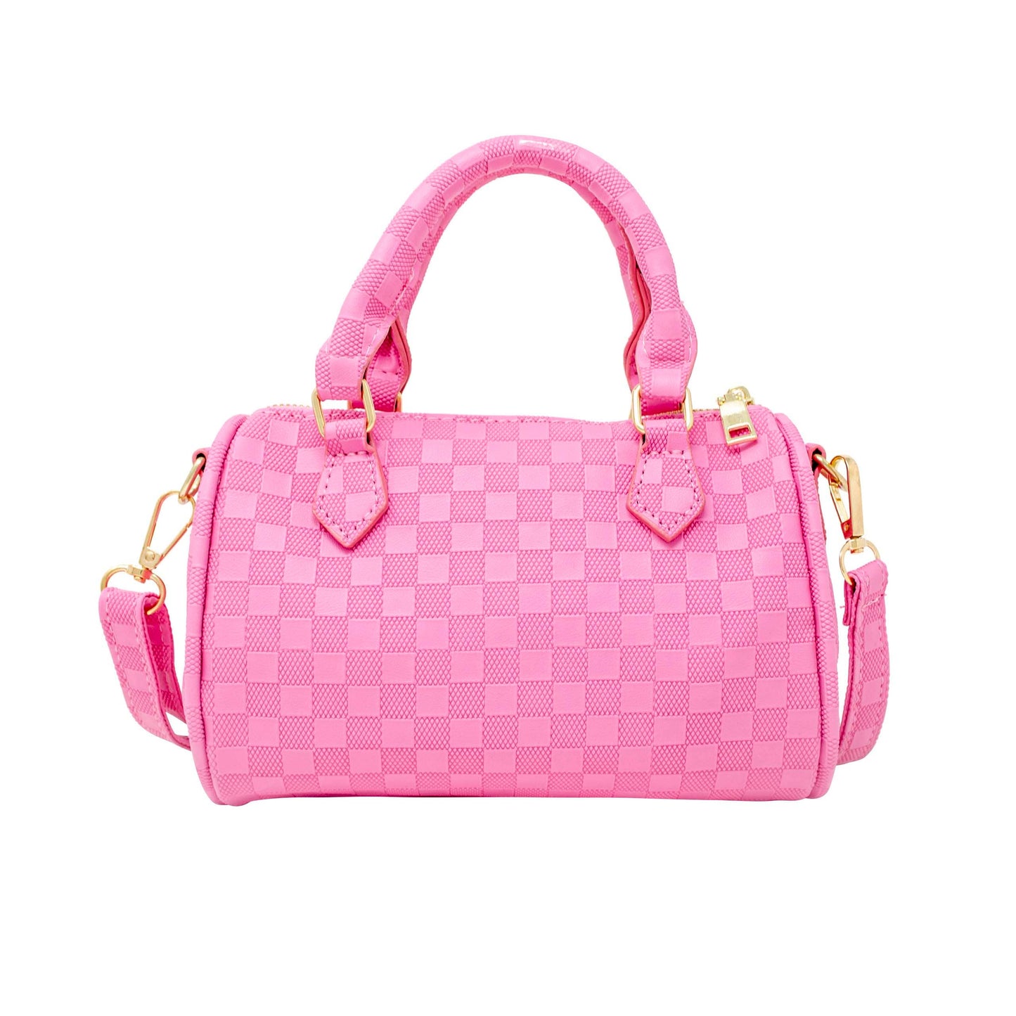 Checkered Canvas Duffle Handbag