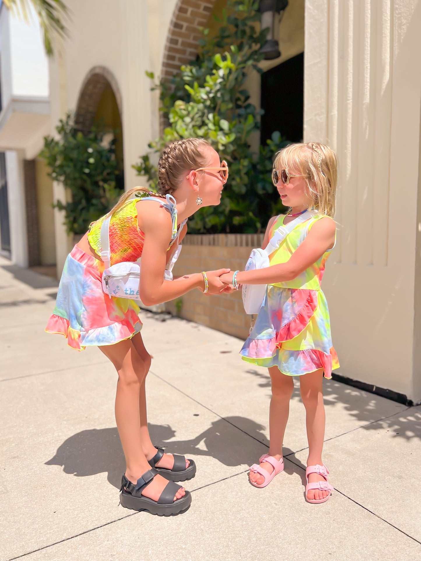 Simply Soft Tank Ruffle Flounce Dress - Neon Sherbet Tie Dye