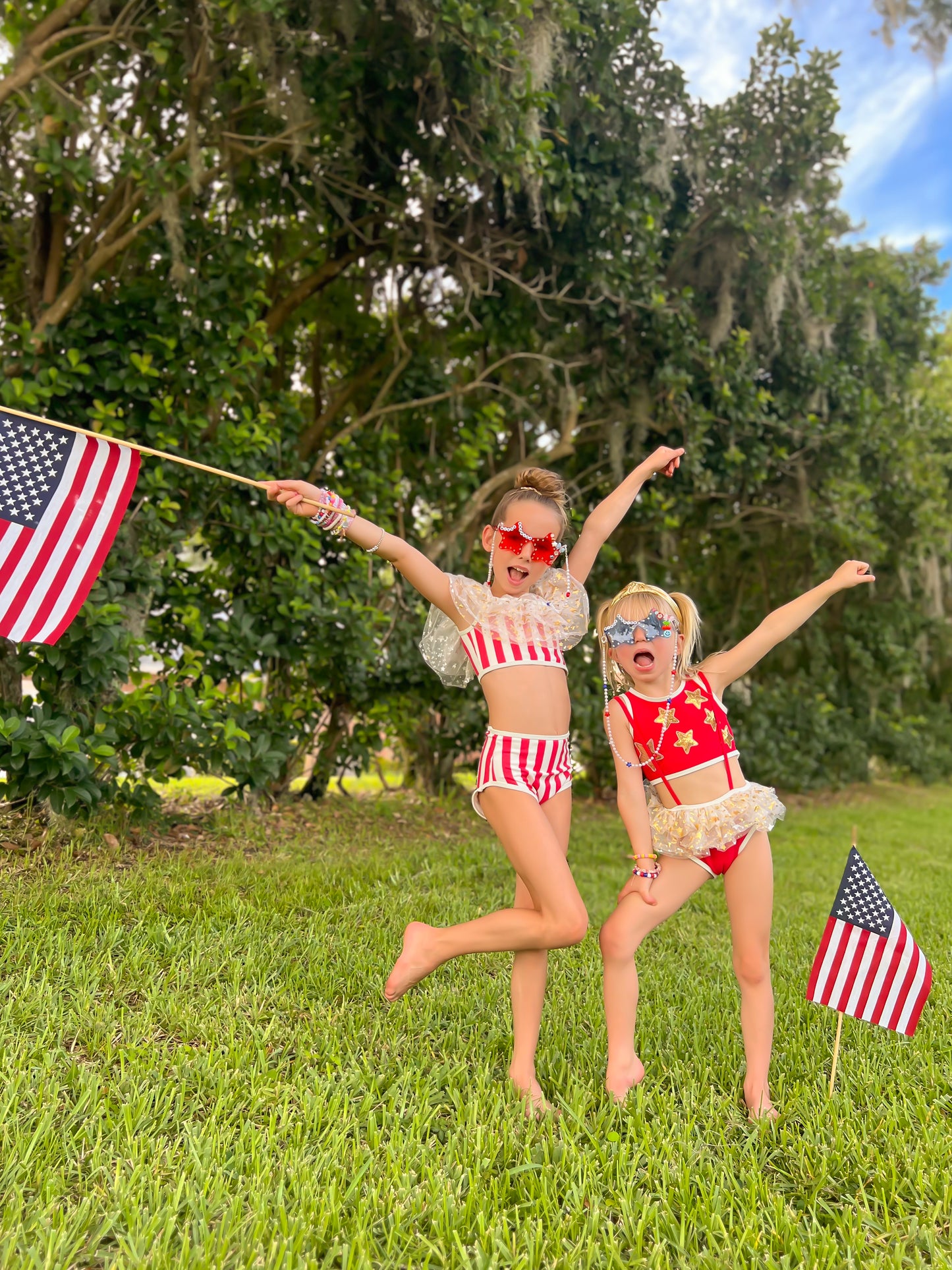 Fancy Shmancy Red and Gold Star Swim Suit