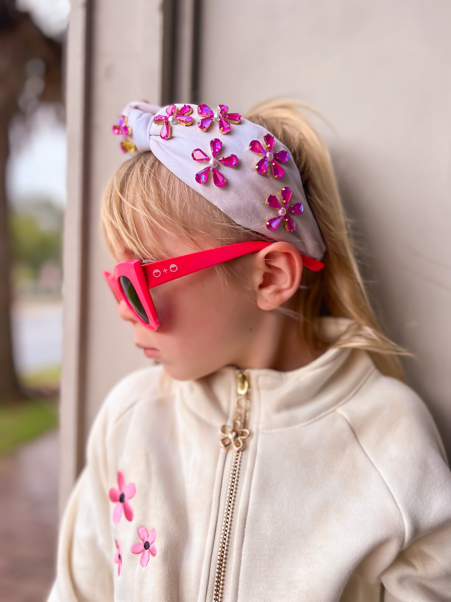 Tie Dye Flower Gem Knot Headband