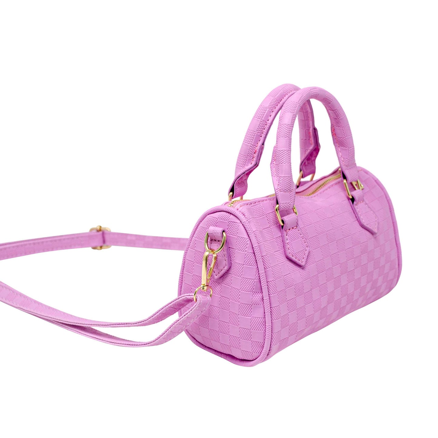 Checkered Canvas Duffle Handbag