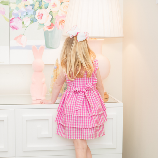 Ava Smocked Dress in Cotton Candy Pink Gingham