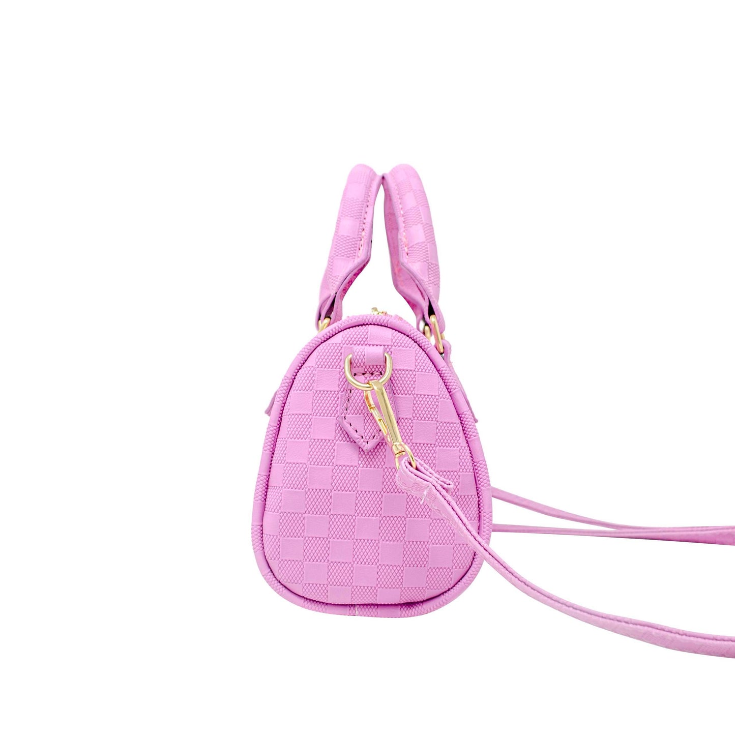 Checkered Canvas Duffle Handbag