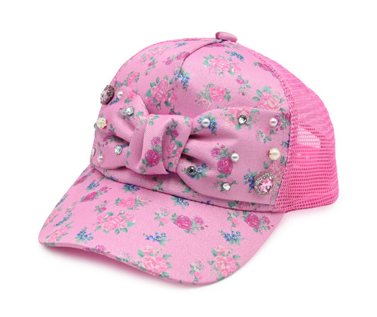 Pink Floral Printed Trucker Hat