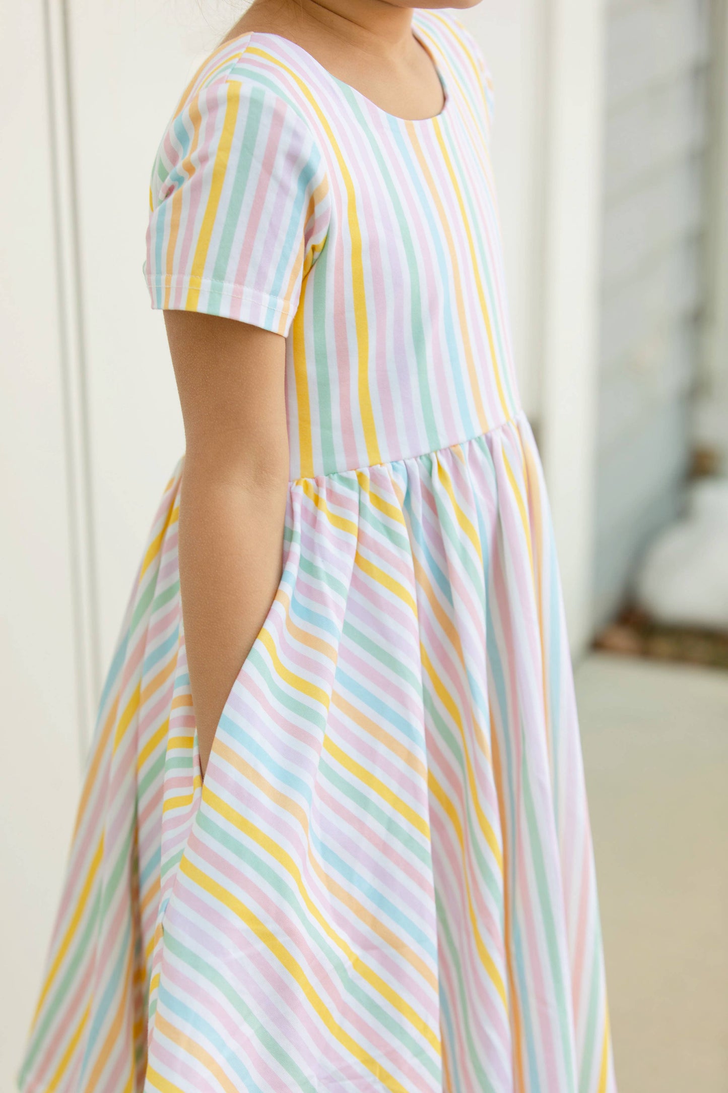 Classic Twirl Dress in Pastel Stripe