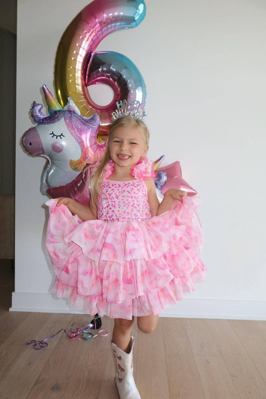 Ombre Pink Sparkle Tulle Dress