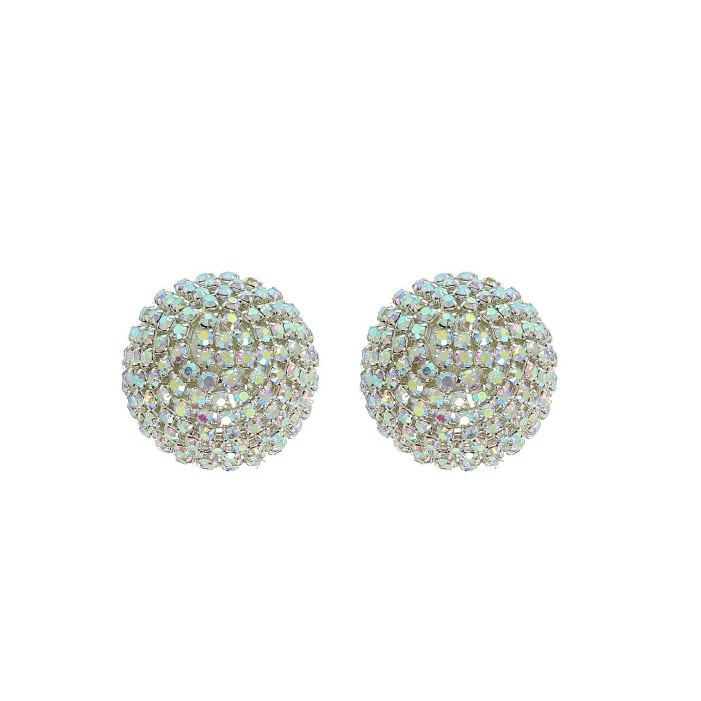 Rhinestone Pave Sphere Disco Ball Stud Earrings