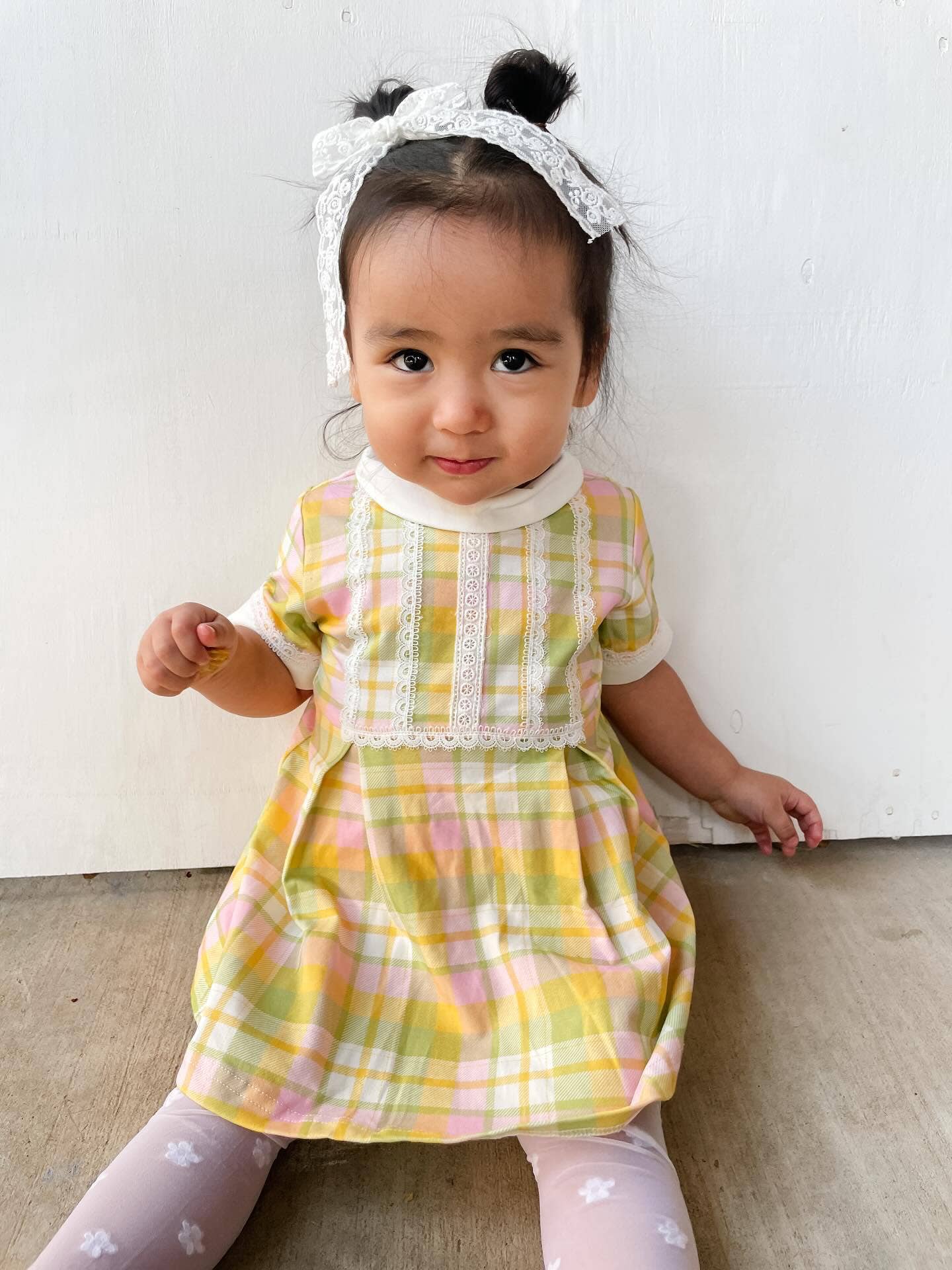 Retro Plaid Collar Dress for Toddler Girls Spring Easter