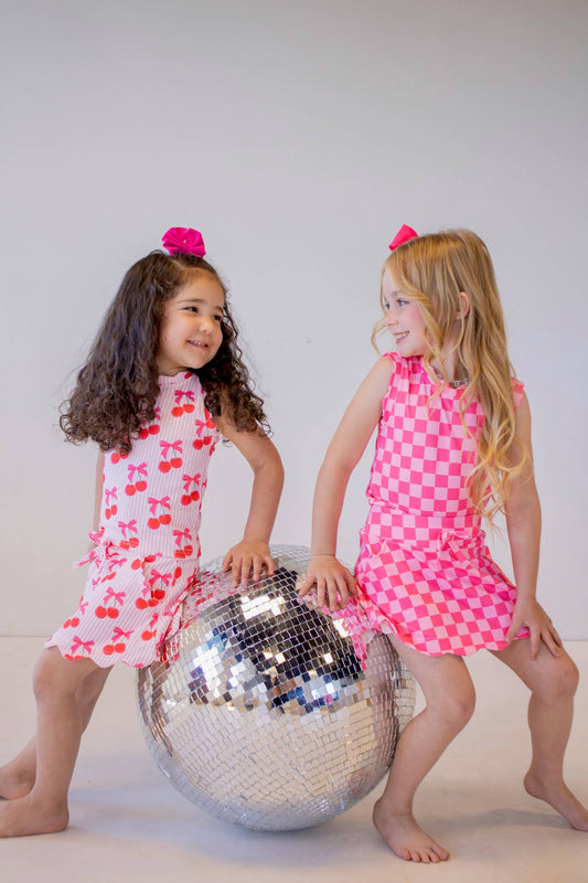 Scalloped Tank Set- Pop of Pink