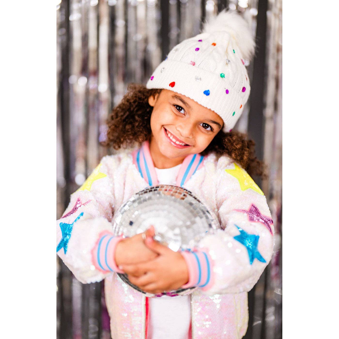 Bedazzled Off White Winter Hat