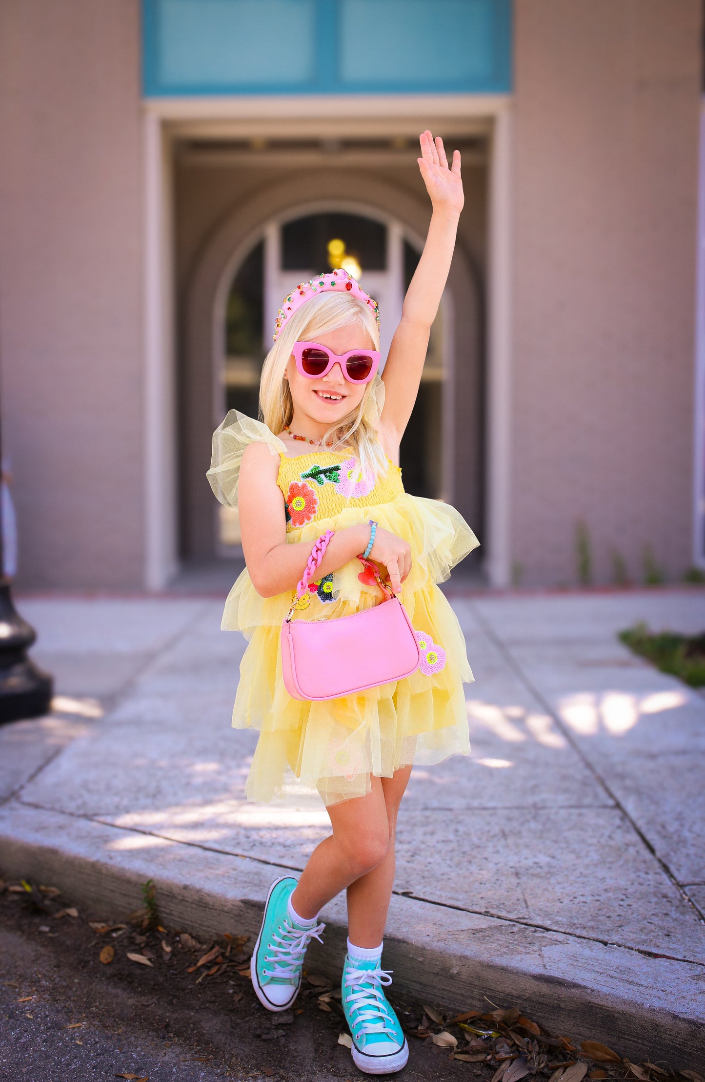 3-TIER MESH TUTU DRESS W/ FLOWER TRIM DETAIL