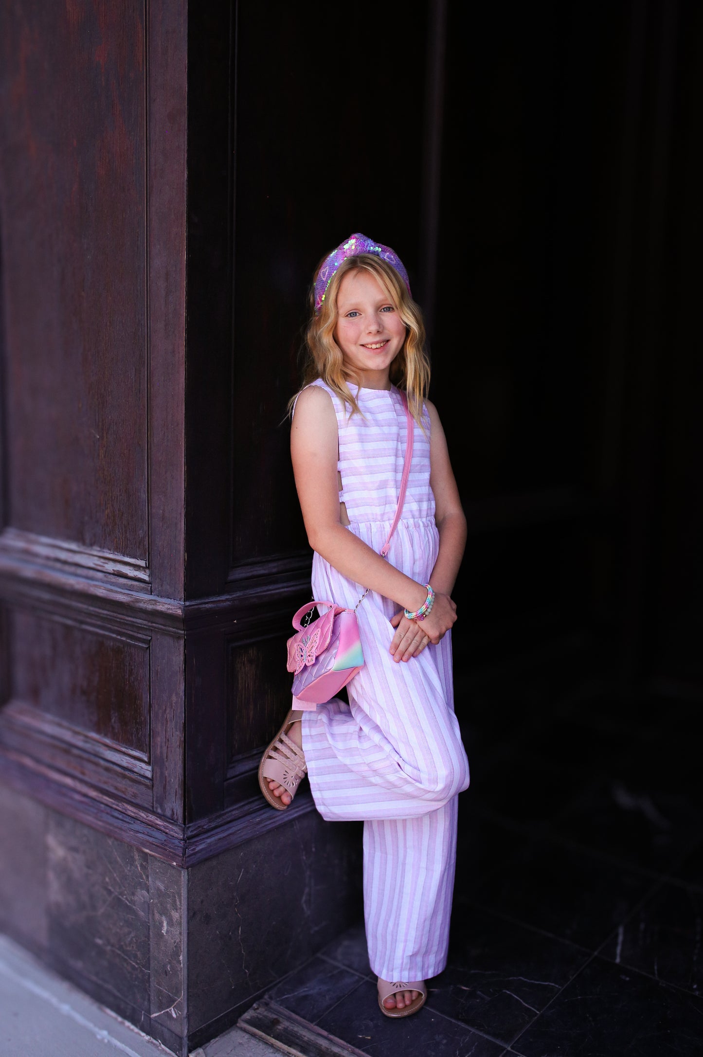 Striped jumpsuit for girls