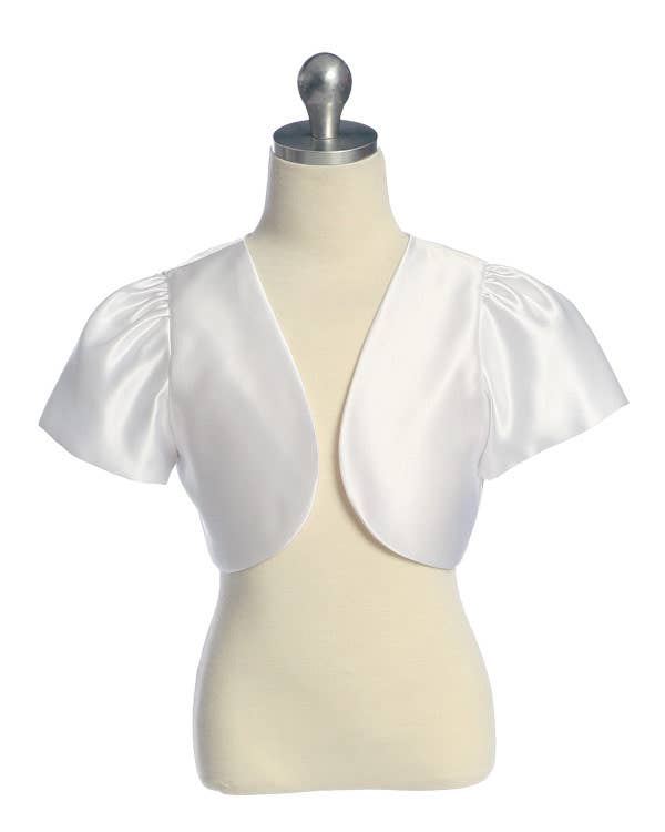 short sleeve satin jacket with pleated sleeve detail