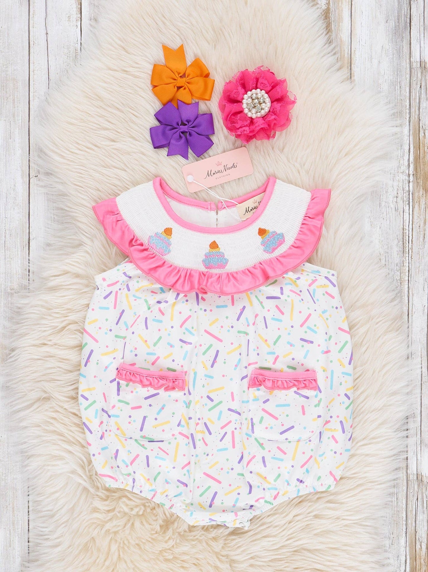 Birthday Sprinkles Smocked Ruffle Bubble