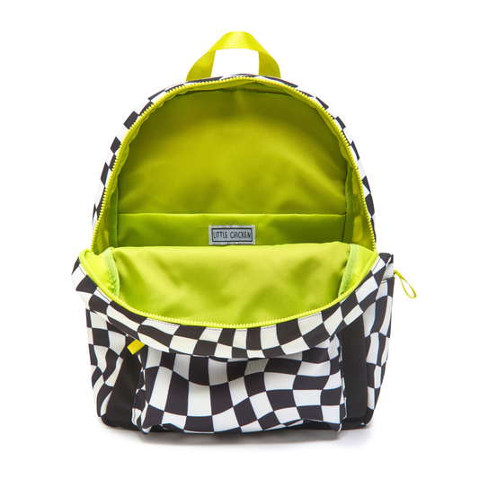 Checkered Kids Backpack with Patches Back to School