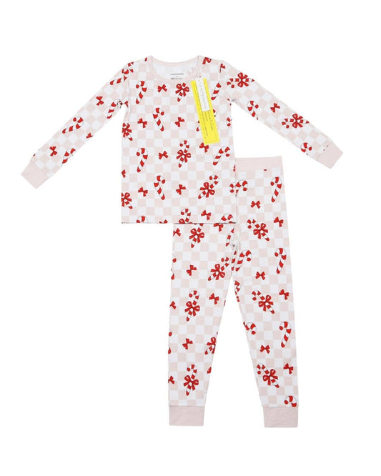 Christmas Bamboo Kids Two Piece Set | Bows & Candy Cane