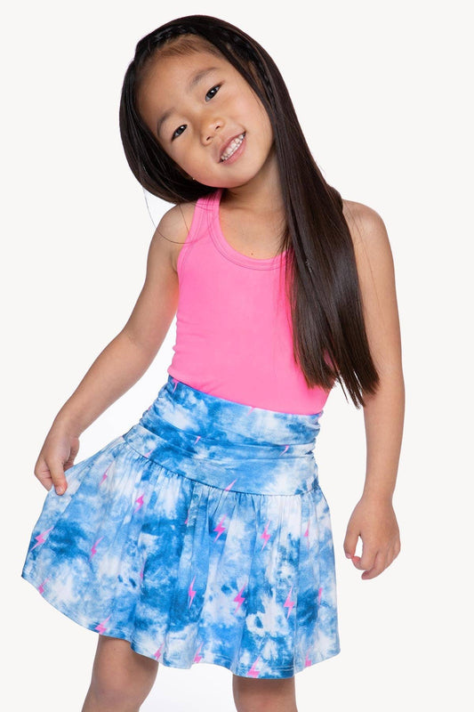 Racerback Tank & Shirred Waist Skort - Denim Pink Bolts