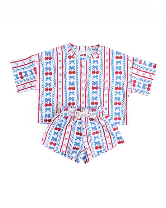 4th of July Shorts Set | Cherries & Stripes