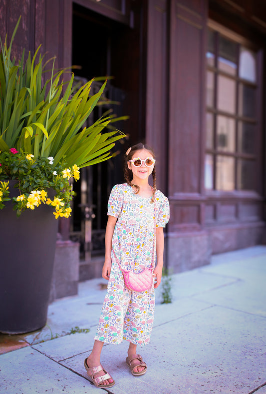 Puff Leggy Romper in Gardenia