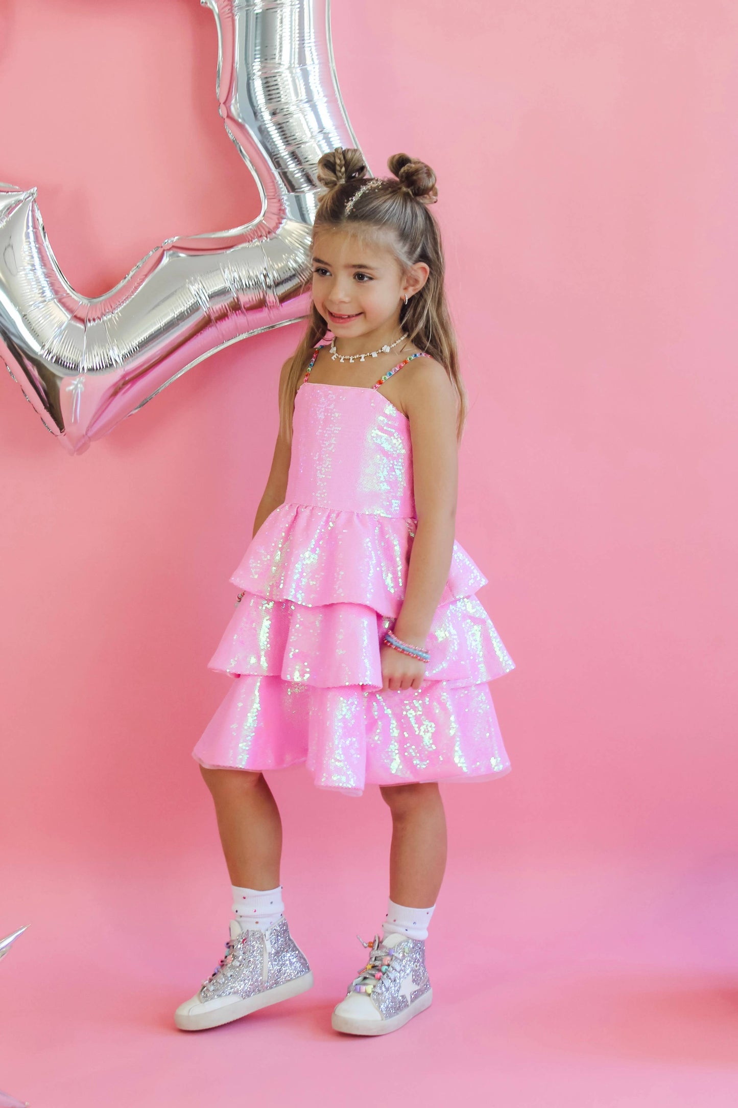 Pink Sequin Gem Dress (Pre Order)
