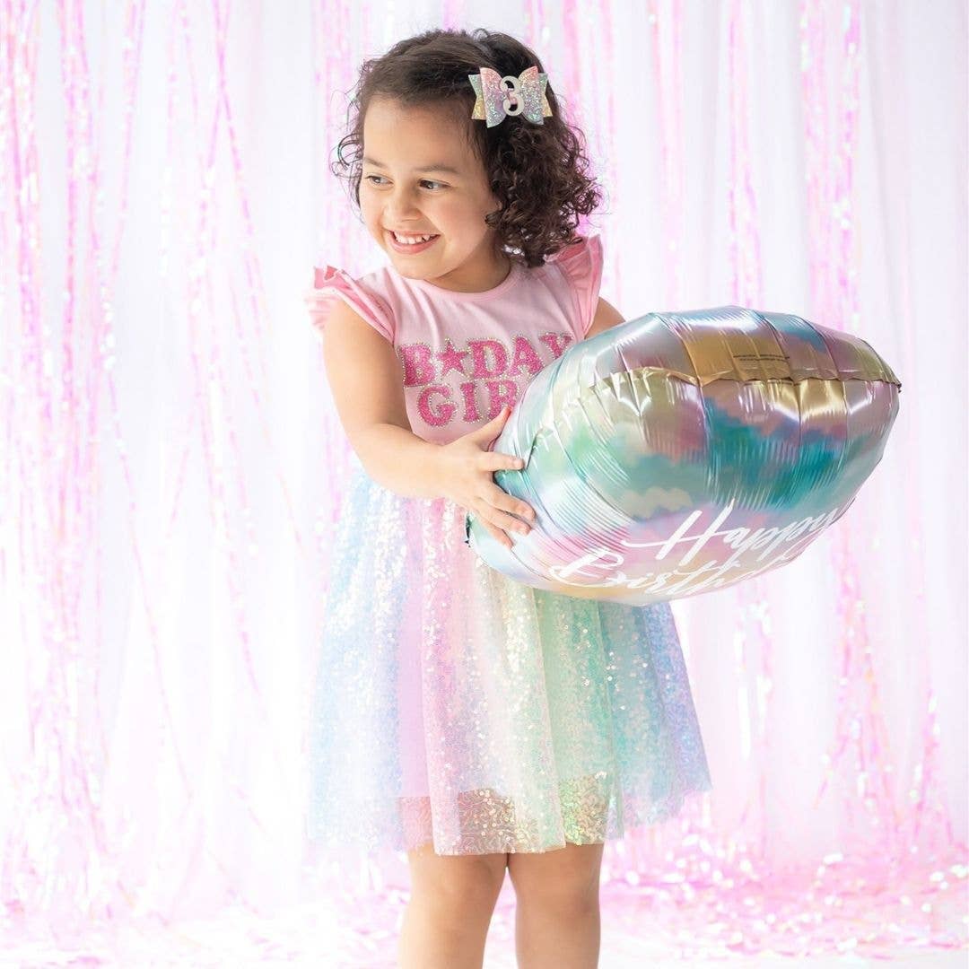Pastel Rainbow Bow #3 Clip - Kids Birthday Hair Clip