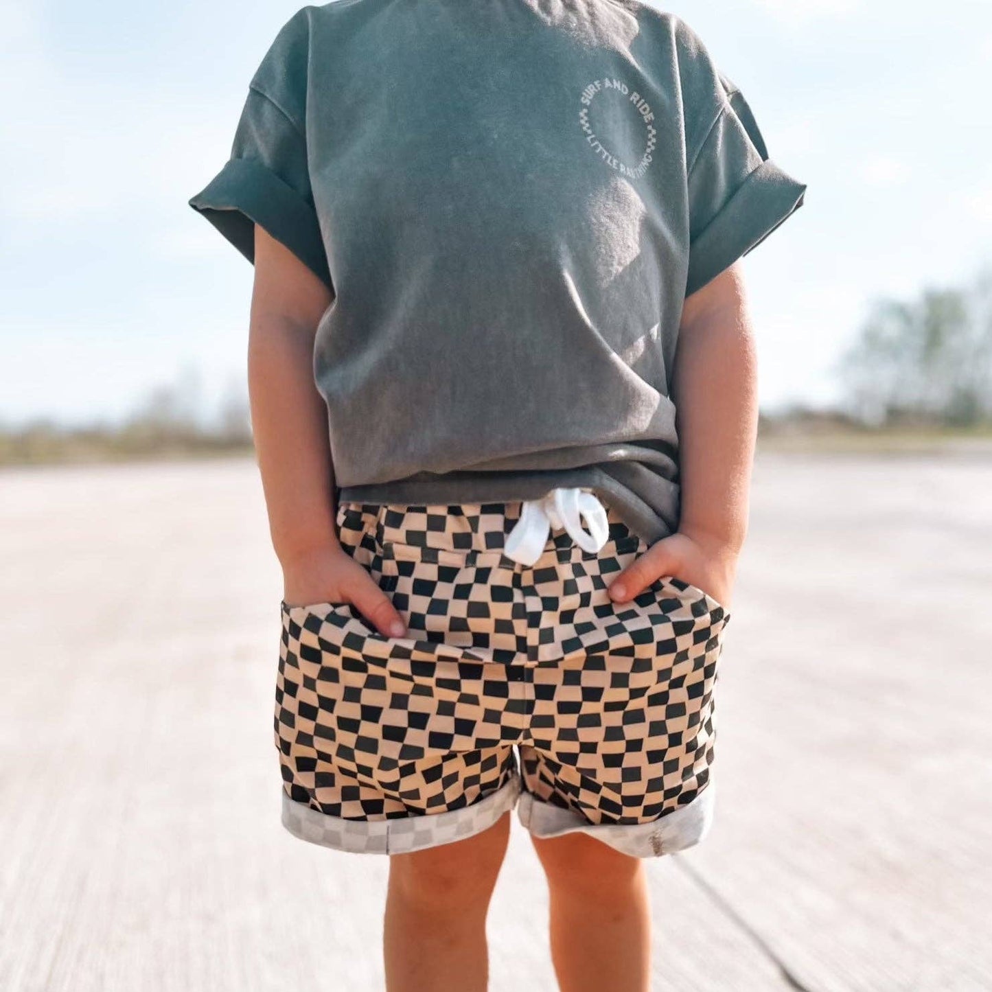 Boys Clothes Check Ya Later Shorts Beige Black