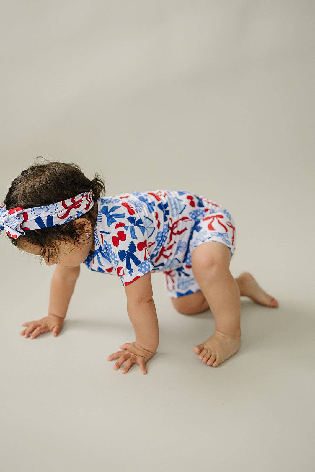 4th of July Bamboo Shorts Set | Red-White & Bows