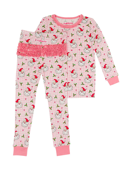 Toddler Girls Dear Santa Bamboo Viscose Ruffle Long Sleeve Pajama Set
