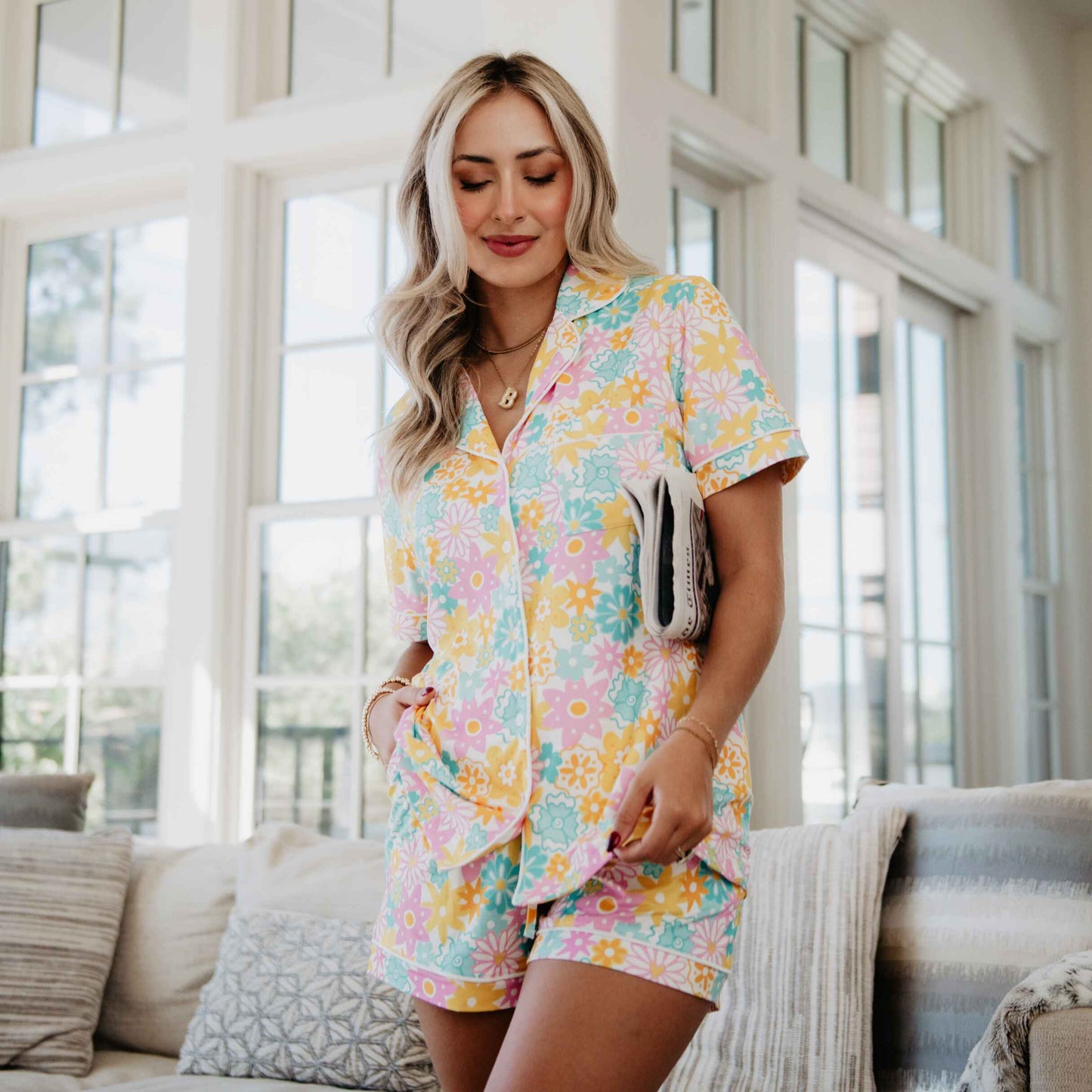 Spring Flowers Mother's Day Wholesale Pajama Sets