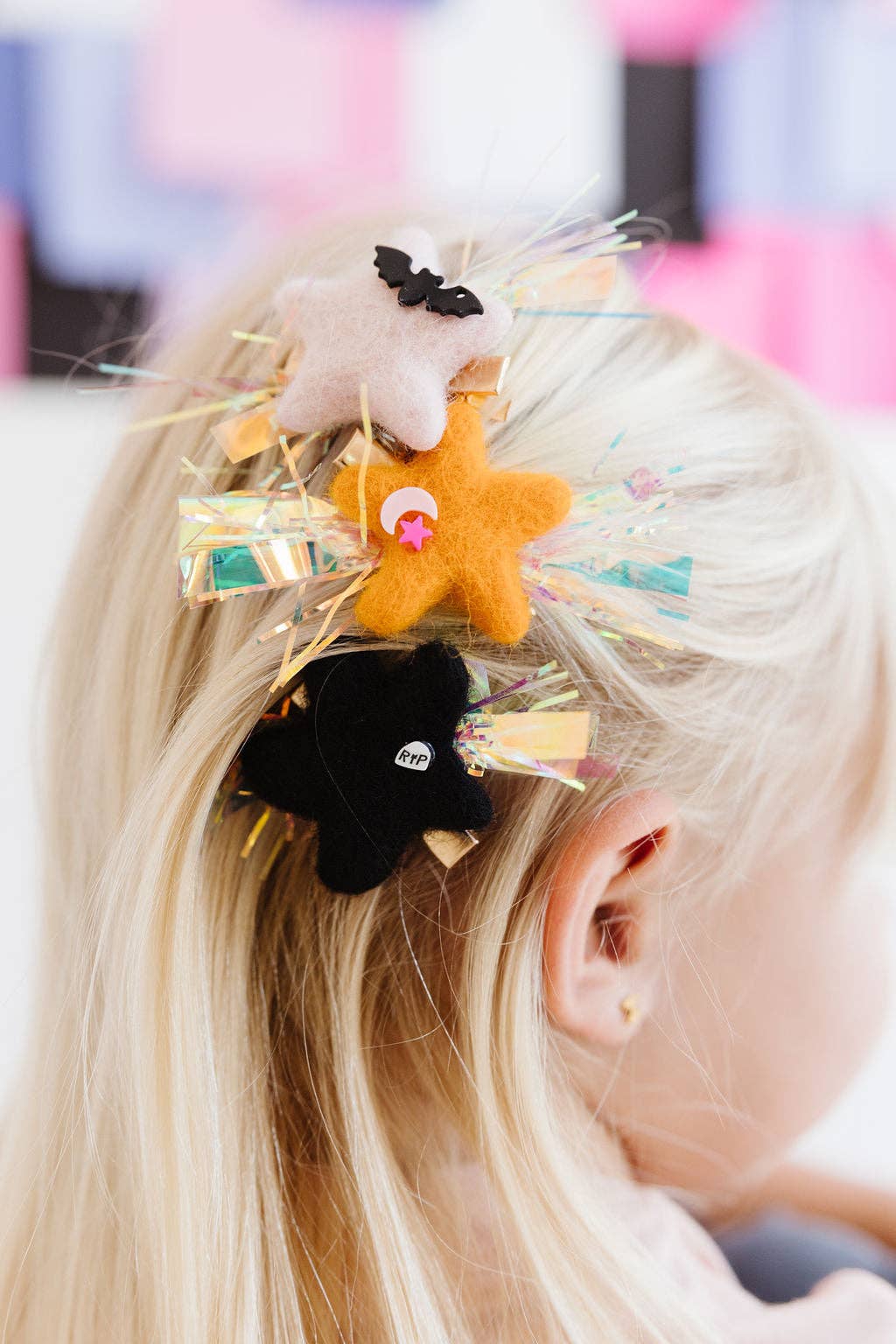 Trio Party Stars: Orange|Black|Pink Clip Set