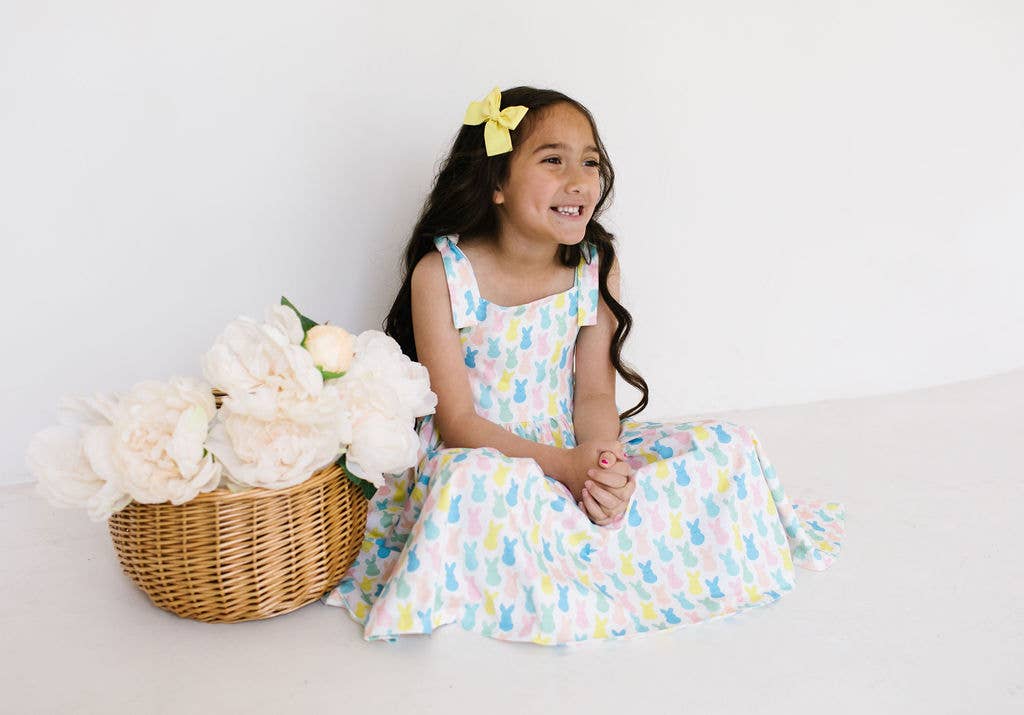 Valerie Twirl Dress in Marshmallow Bunny