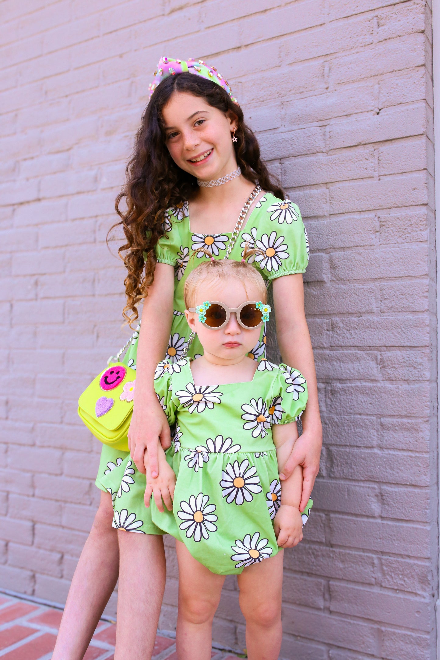Green Daisy Baby Girl Romper for Spring and Summer