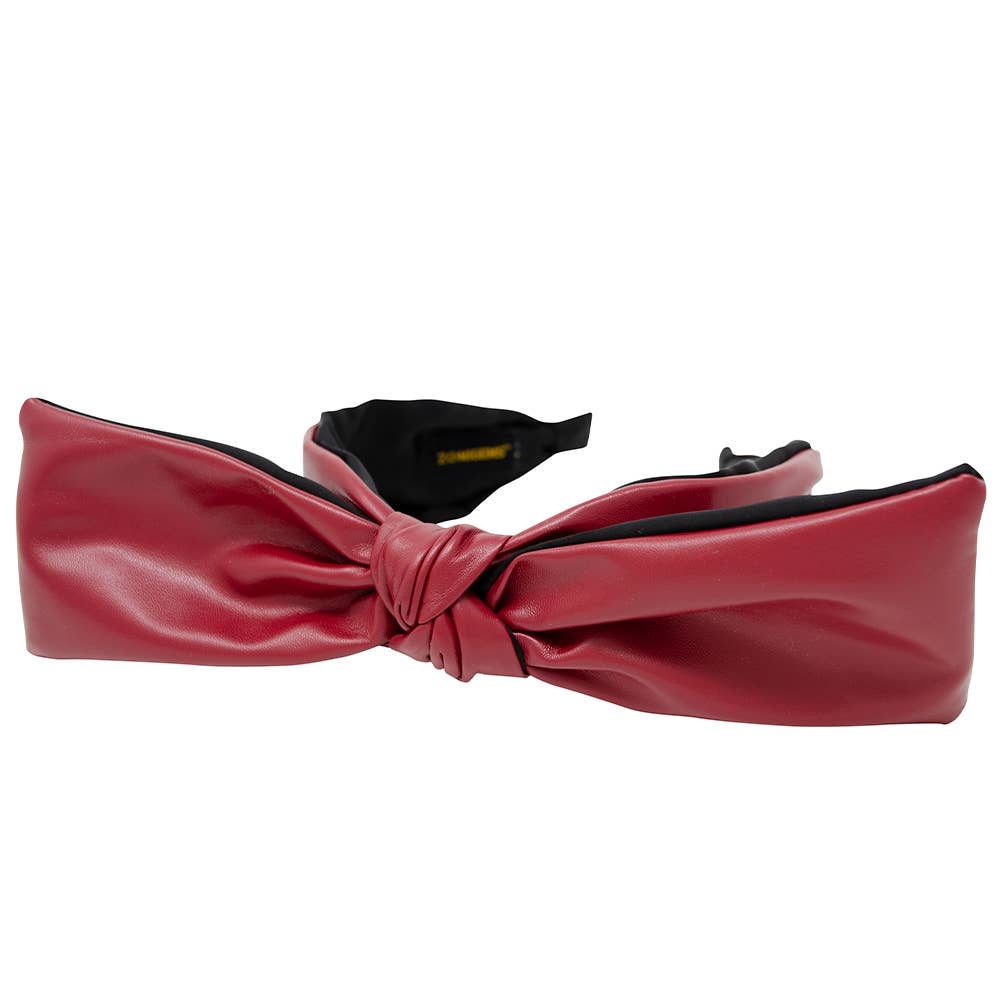 Big Bow Leather Knot Headband