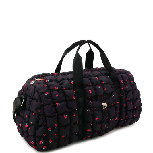 Quilted Scrunchies Cherry Printed Large Barrel Duffle Bag