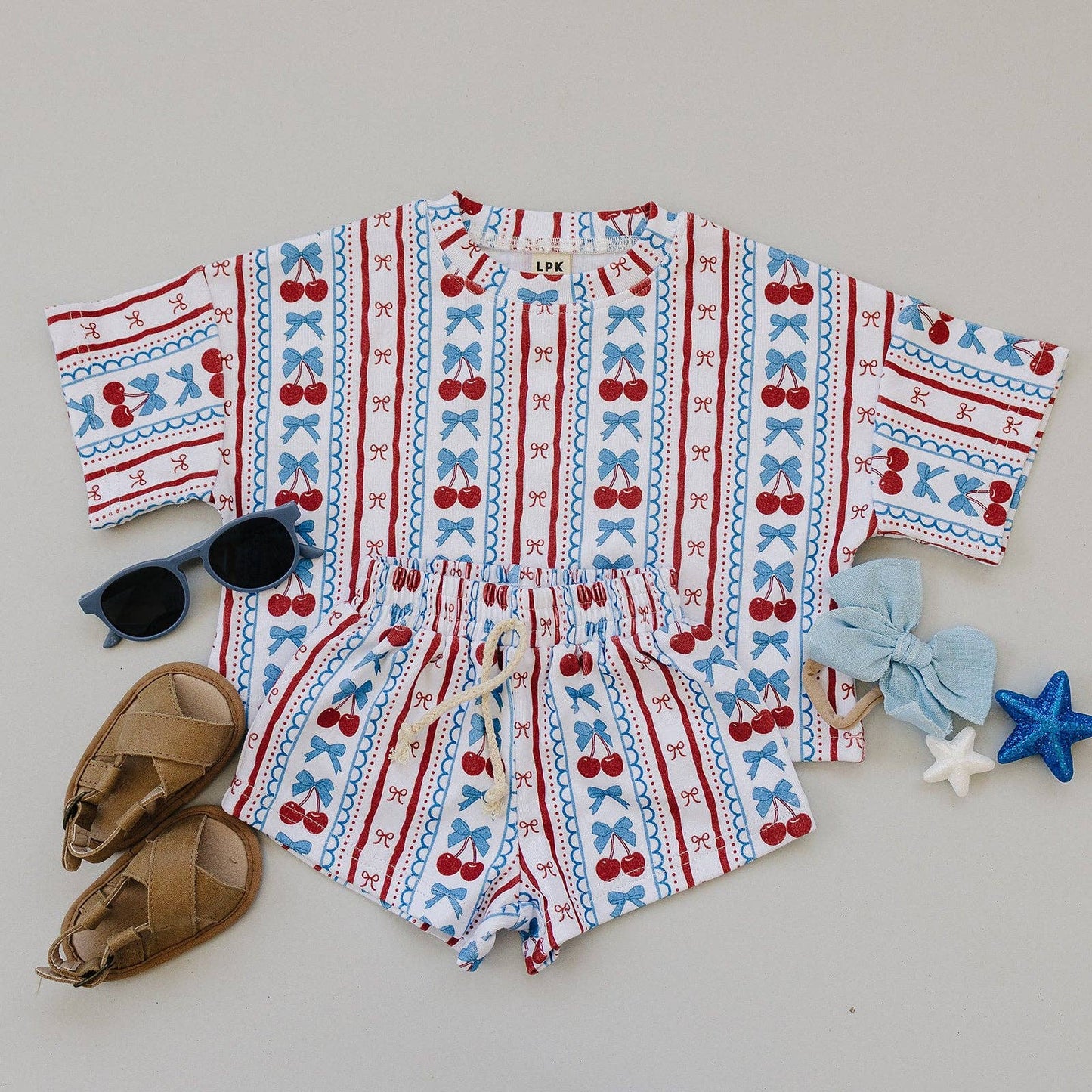 4th of July Shorts Set | Cherries & Stripes