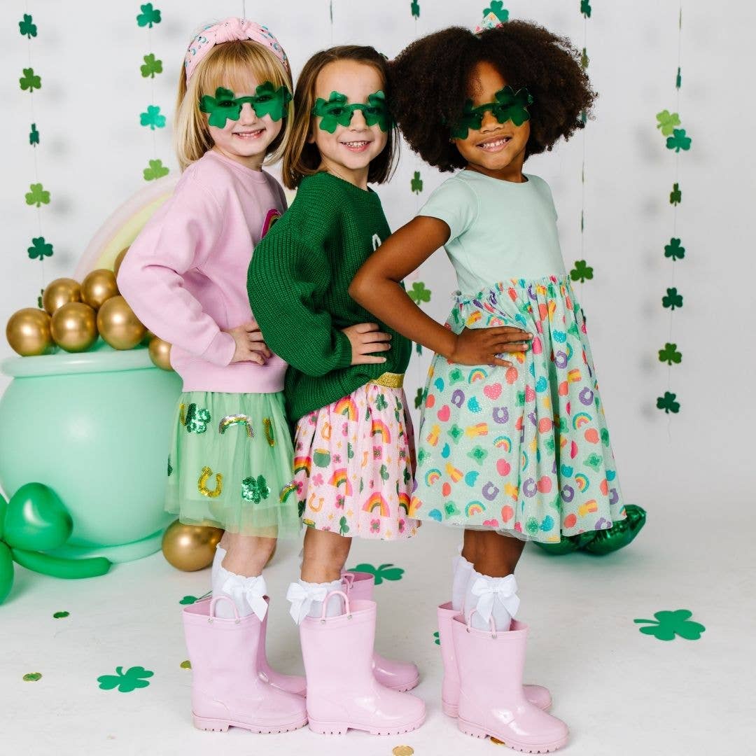 Lucky Charm St. Patrick's Day Short Sleeve Tutu Dress - Kids