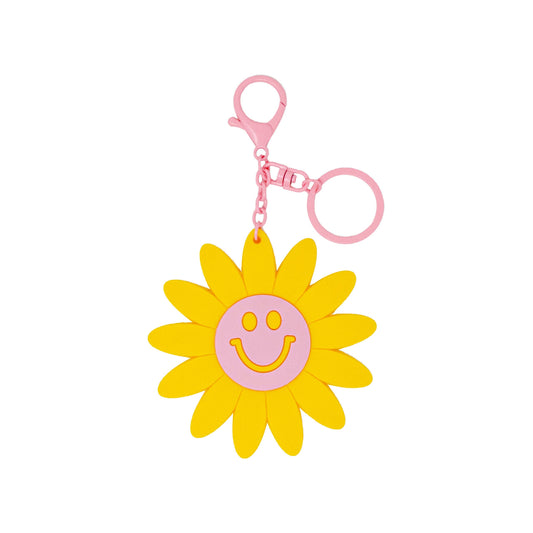 Happy Face Smile Flower Handbag Charm, Key Chain