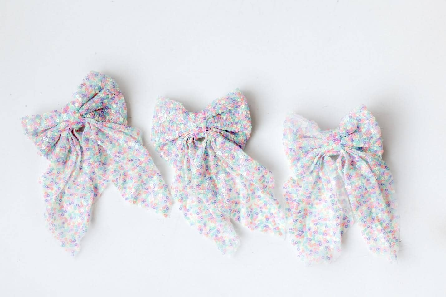 Rainbow Sequin Hair Bow