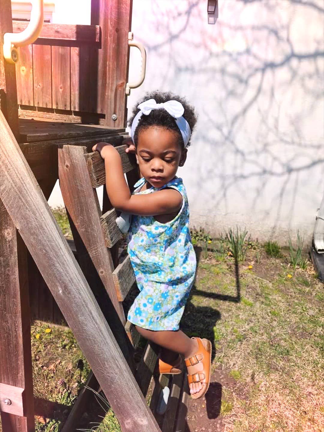 Blue & Green Flower Power Summer Romper Baby Toddler Girl