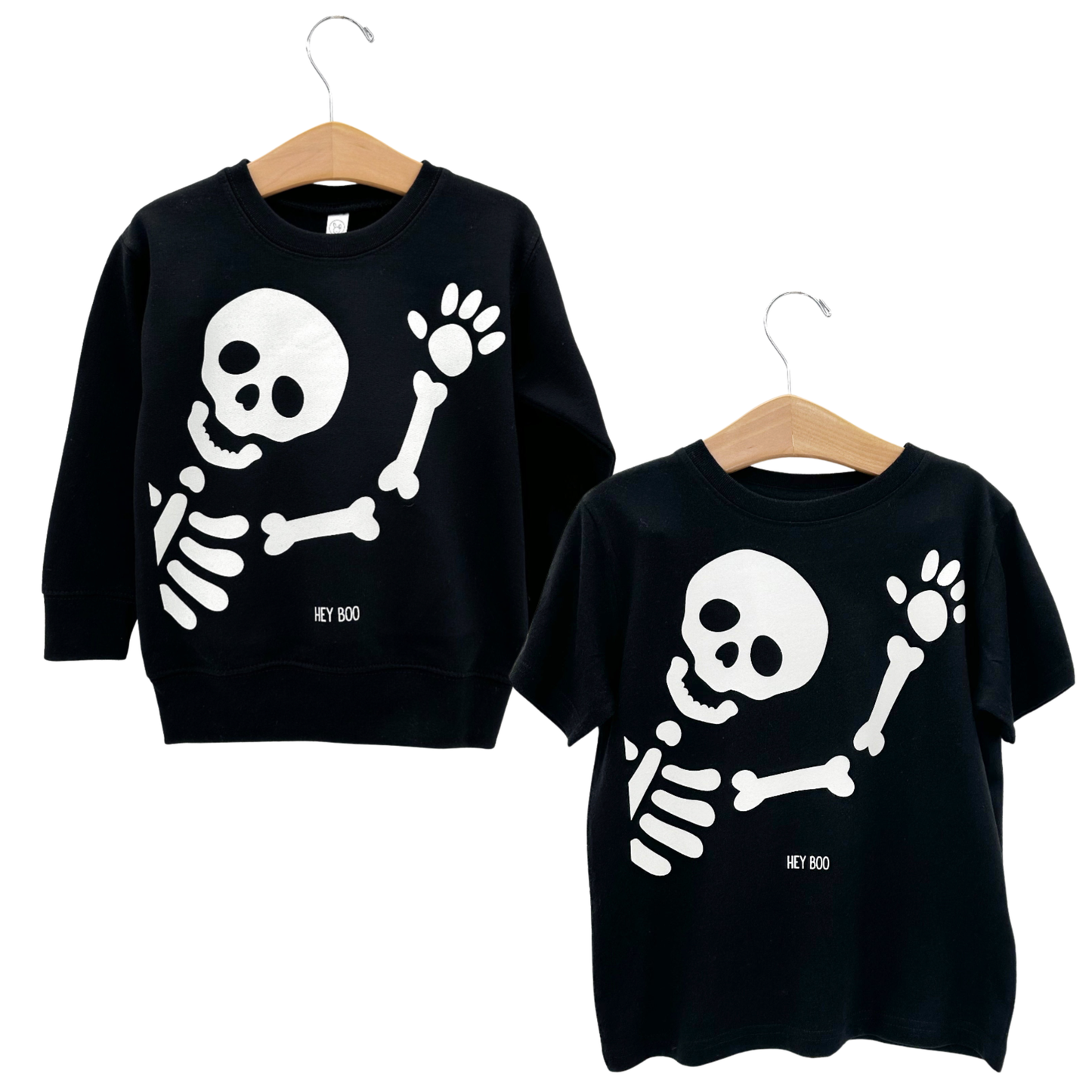 Hey Boo Skelly Tee or Sweatshirt, Halloween Skeleton