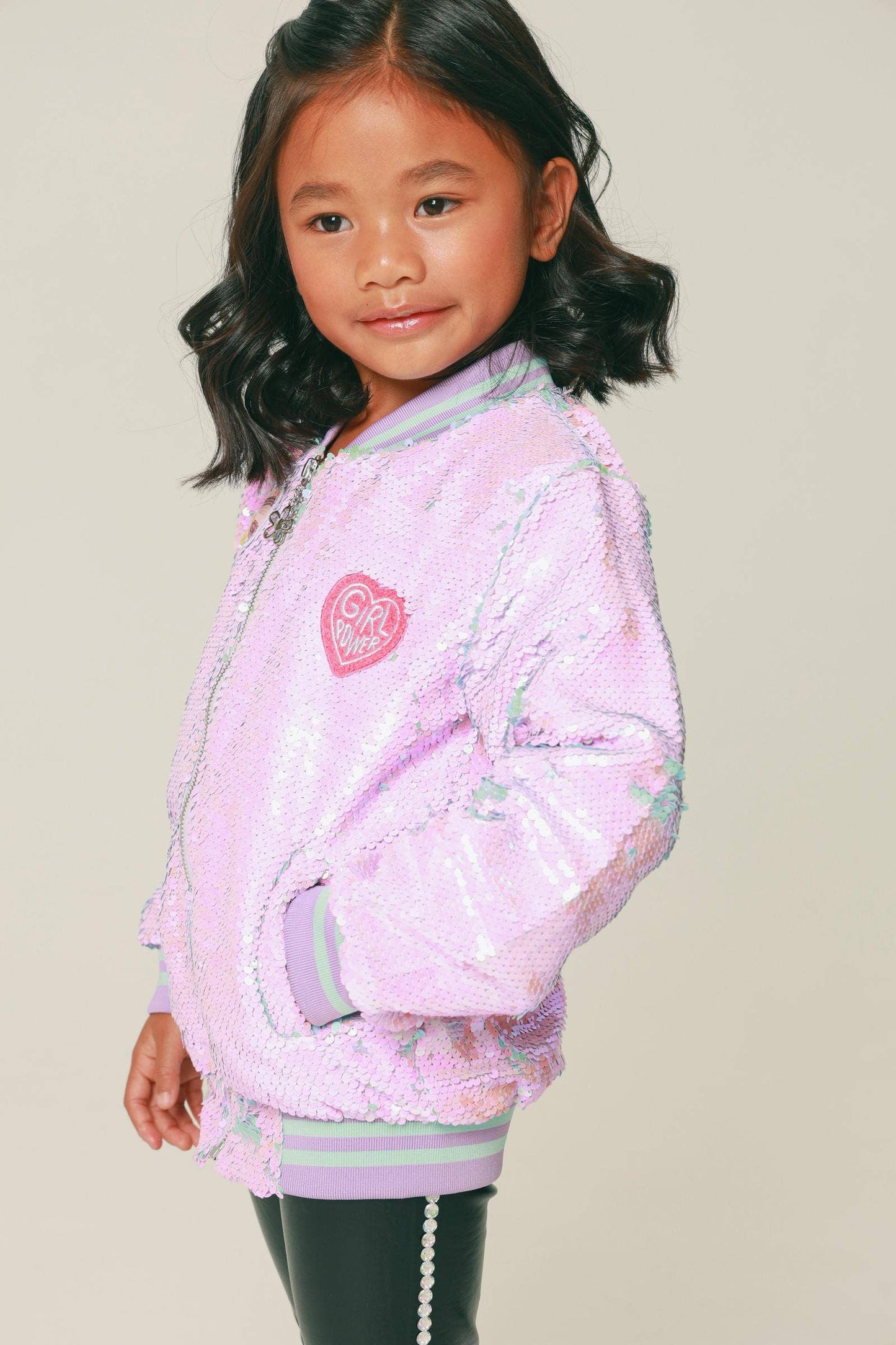 Purple Sequins Bomber Jacket