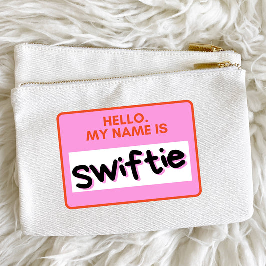 Swiftie "Hello My Name Is" canvas pouch