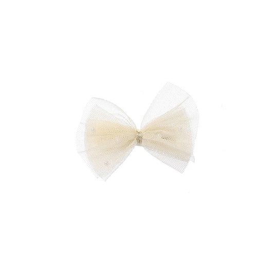 Shimmery Mesh Pearl Bow Hair Clip