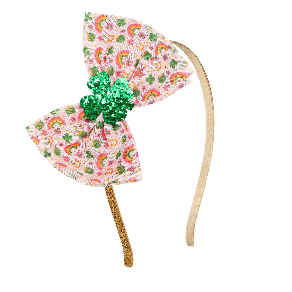 Lucky Doodle St. Patrick's Day Tulle Bow Headband - Kids