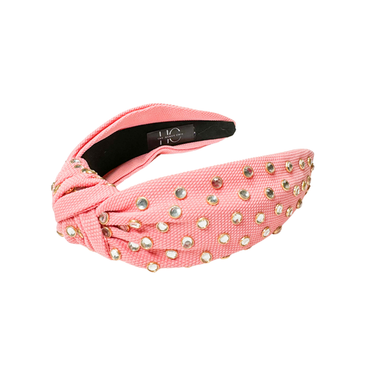 Kid and Tween Pink Jeweled Knotted Headband