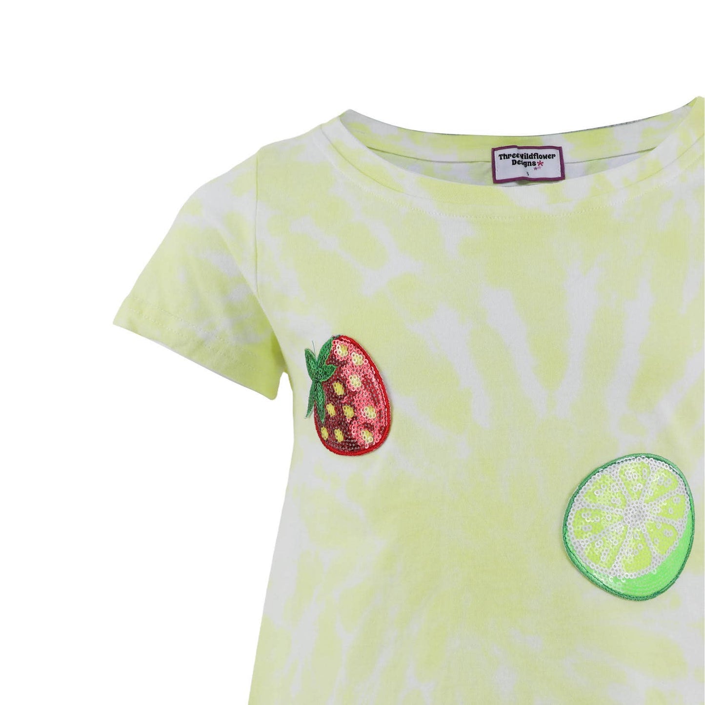 Fruit Sequin Patch Tie-Dye Dress